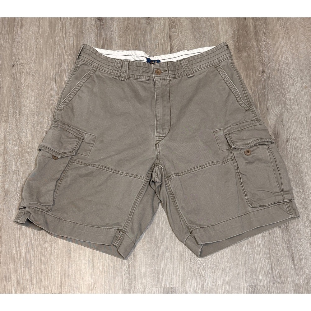 Polo Ralph Lauren Mens Cargo Shorts Size 36 Gray Cotton Gorpcore Classic Fit